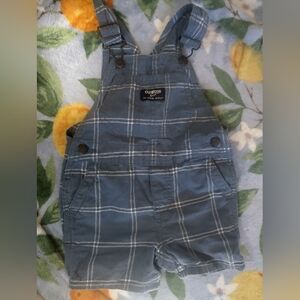 Oshkosh B'gosh Baby Shortalls Overalls Blue Plaid 12 M